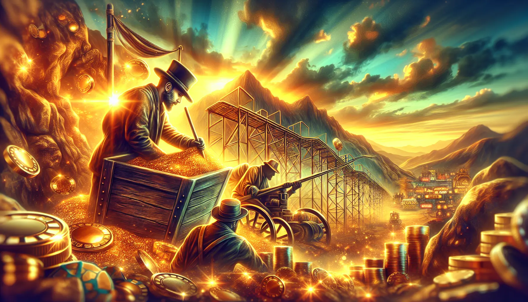 Lucky Minning Casino gold rush themed background